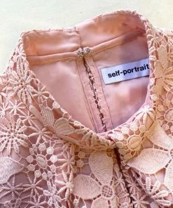 Self-portrait Pink Tiered Guipure Lace Maxi Dress