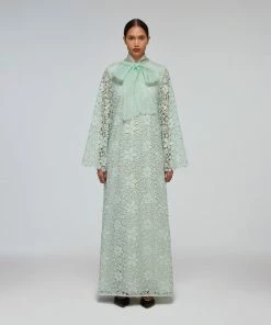 Self-portrait READY TO WEAR Mint Guipure Lace Maxi Dress