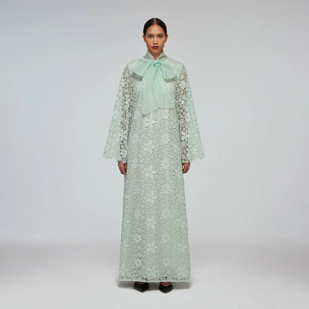 Self-portrait READY TO WEAR Mint Guipure Lace Maxi Dress