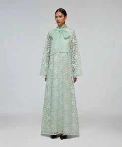 Self-portrait READY TO WEAR Mint Guipure Lace Maxi Dress