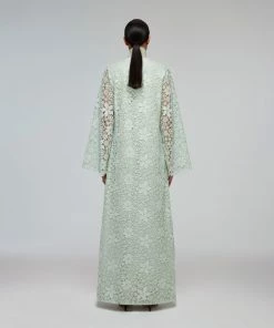 Self-portrait READY TO WEAR Mint Guipure Lace Maxi Dress