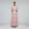 Self-portrait READY TO WEAR Pink Tiered Chiffon Cape Maxi Dress