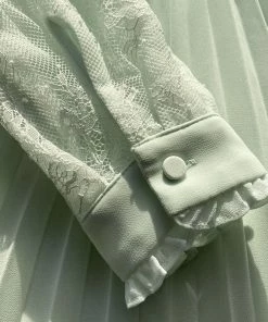 Self-portrait Mint Chiffon & Fine Lace Maxi Dress READY TO WEAR