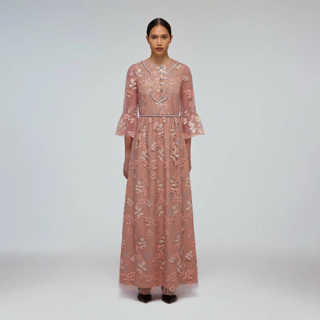 Self-portrait READY TO WEAR Blossom Sequin Kaftan