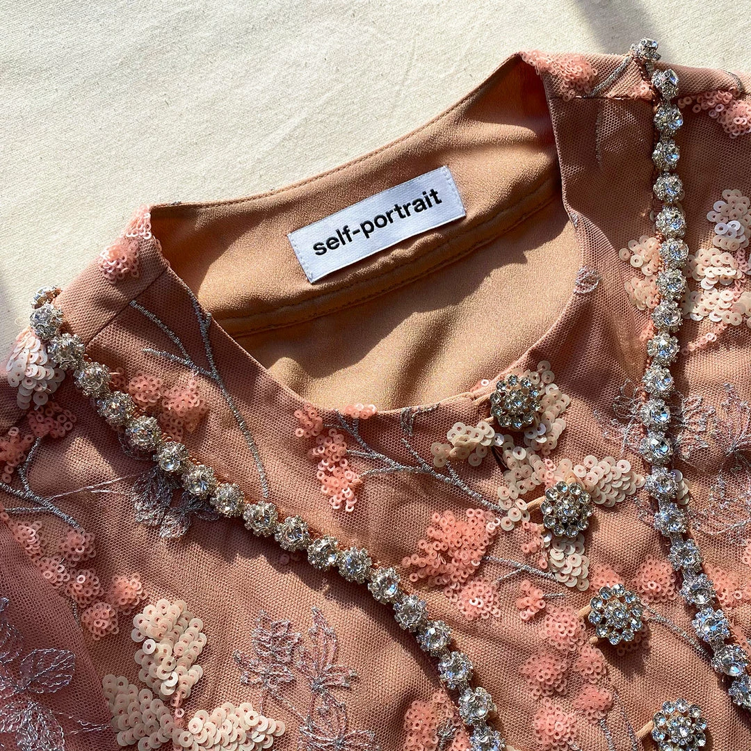 Self-portrait READY TO WEAR Blossom Sequin Kaftan