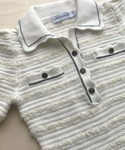 Self-portrait Ivory Tape Yarn Stripe Knit Dress