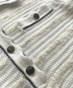 Self-portrait Ivory Tape Yarn Stripe Knit Dress