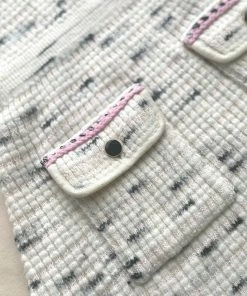 Self-portrait Ivory Tape Yarn Stripe Knit Dress READY TO WEAR