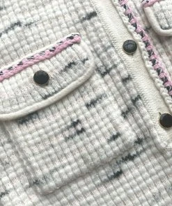 Self-portrait Ivory Tape Yarn Stripe Knit Dress READY TO WEAR