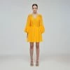 Self-portrait Canary Yellow Macrame Lace Georgette Mini Dress