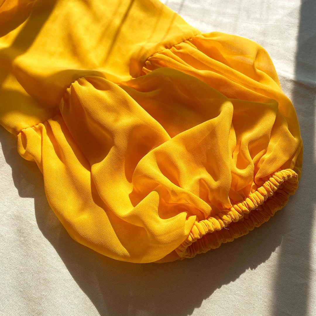 Self-portrait Canary Yellow Macrame Lace Georgette Mini Dress