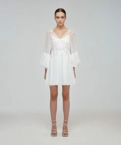 Self-portrait Swim & Resort White Macrame Lace Georgette Mini Dress