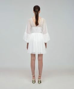 Self-portrait Swim & Resort White Macrame Lace Georgette Mini Dress