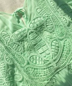 Self-portrait Spearmint Macrame Lace Georgette Midi Dress