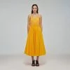 Self-portrait Canary Yellow Macrame Lace Cotton Midi Dress Swim & Resort