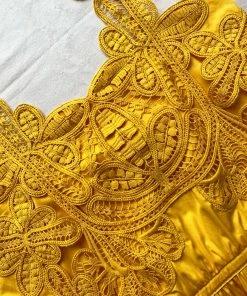 Self-portrait Canary Yellow Macrame Lace Cotton Midi Dress Swim & Resort