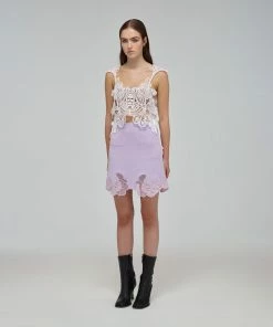 Self-portrait White Macrame Lace Top Swim & Resort