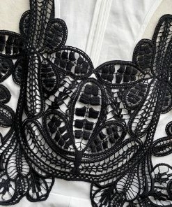Self-portrait Monochrome Macrame Lace Canvas Playsuit