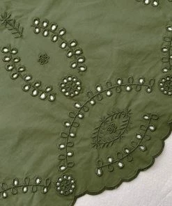 Self-portrait Khaki Broderie Organic Cotton Mini Dress