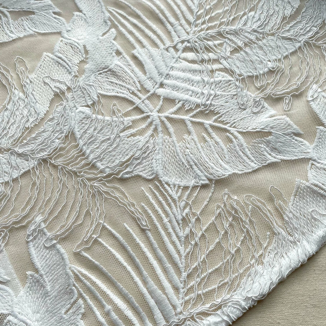 Self-portrait White Tropical Leaf Embroidered Kaftan Swim & Resort