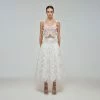 Self-portrait White Tropical Leaf Embroidered Midi Skirt Swim & Resort