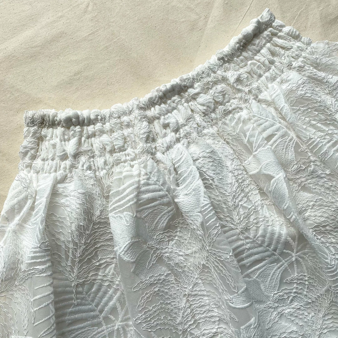 Self-portrait White Tropical Leaf Embroidered Midi Skirt Swim & Resort