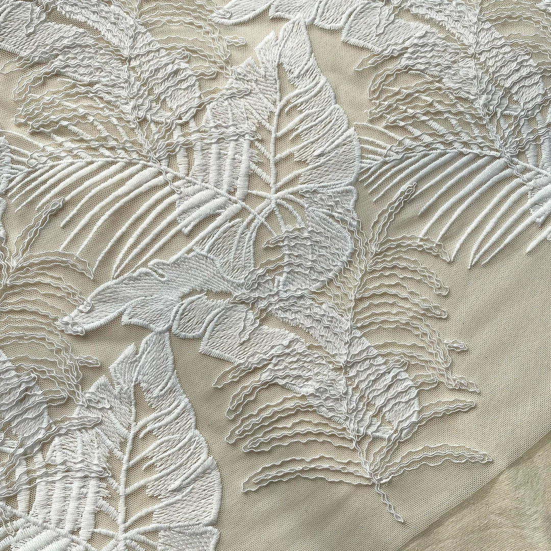 Self-portrait White Tropical Leaf Embroidered Midi Skirt Swim & Resort
