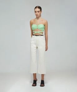 Self-portrait Spearmint Halter Neck Bikini Top