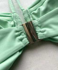 Self-portrait Spearmint Halter Neck Bikini Top