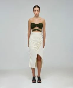 Self-portrait Swim & Resort Khaki Bandeau Bikini Top