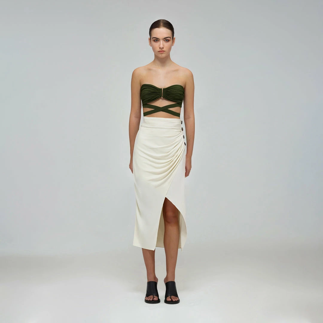 Self-portrait Swim & Resort Khaki Bandeau Bikini Top