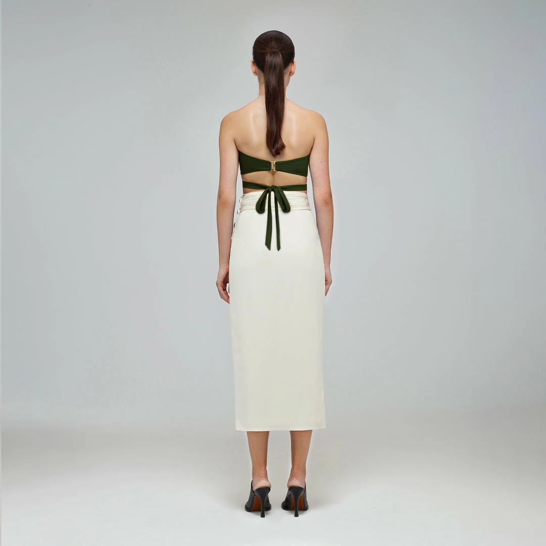 Self-portrait Swim & Resort Khaki Bandeau Bikini Top