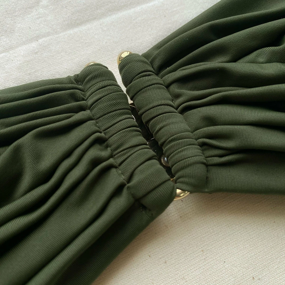 Self-portrait Swim & Resort Khaki Bandeau Bikini Top