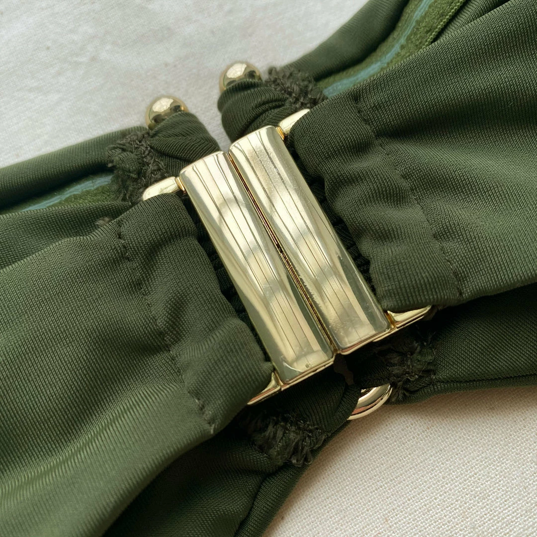 Self-portrait Swim & Resort Khaki Bandeau Bikini Top