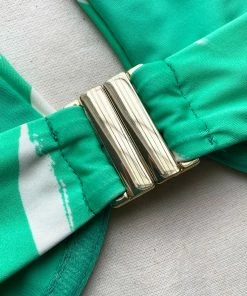 Self-portrait Mint Brushstroke One Shoulder Bikini Top