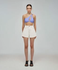 Self-portrait Lilac One Shoulder Bikini Top