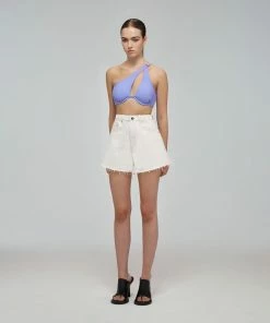 Self-portrait Lilac One Shoulder Bikini Top