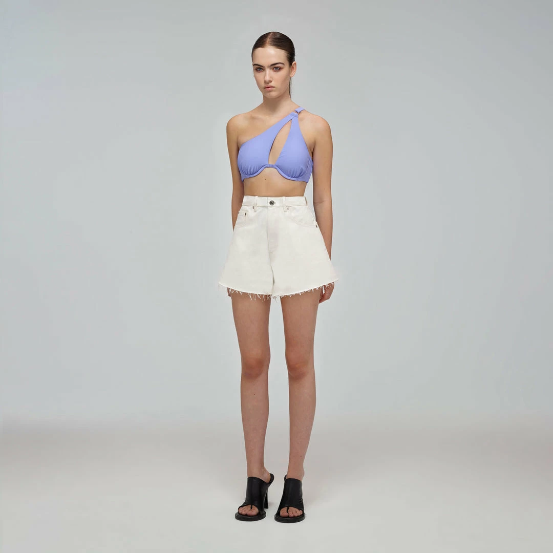 Self-portrait Lilac One Shoulder Bikini Top