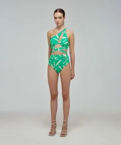 Self-portrait Mint Brushstroke High Waisted Brief Swim & Resort