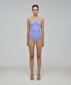 Self-portrait Lilac Halter Neck Swimsuit