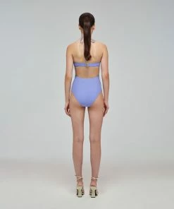 Self-portrait Lilac Halter Neck Swimsuit