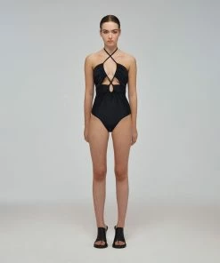 Self-portrait Black Cut Out Halter Neck Swimsuit