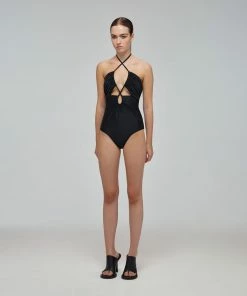 Self-portrait Black Cut Out Halter Neck Swimsuit