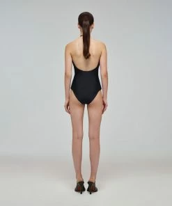 Self-portrait Black Cut Out Halter Neck Swimsuit