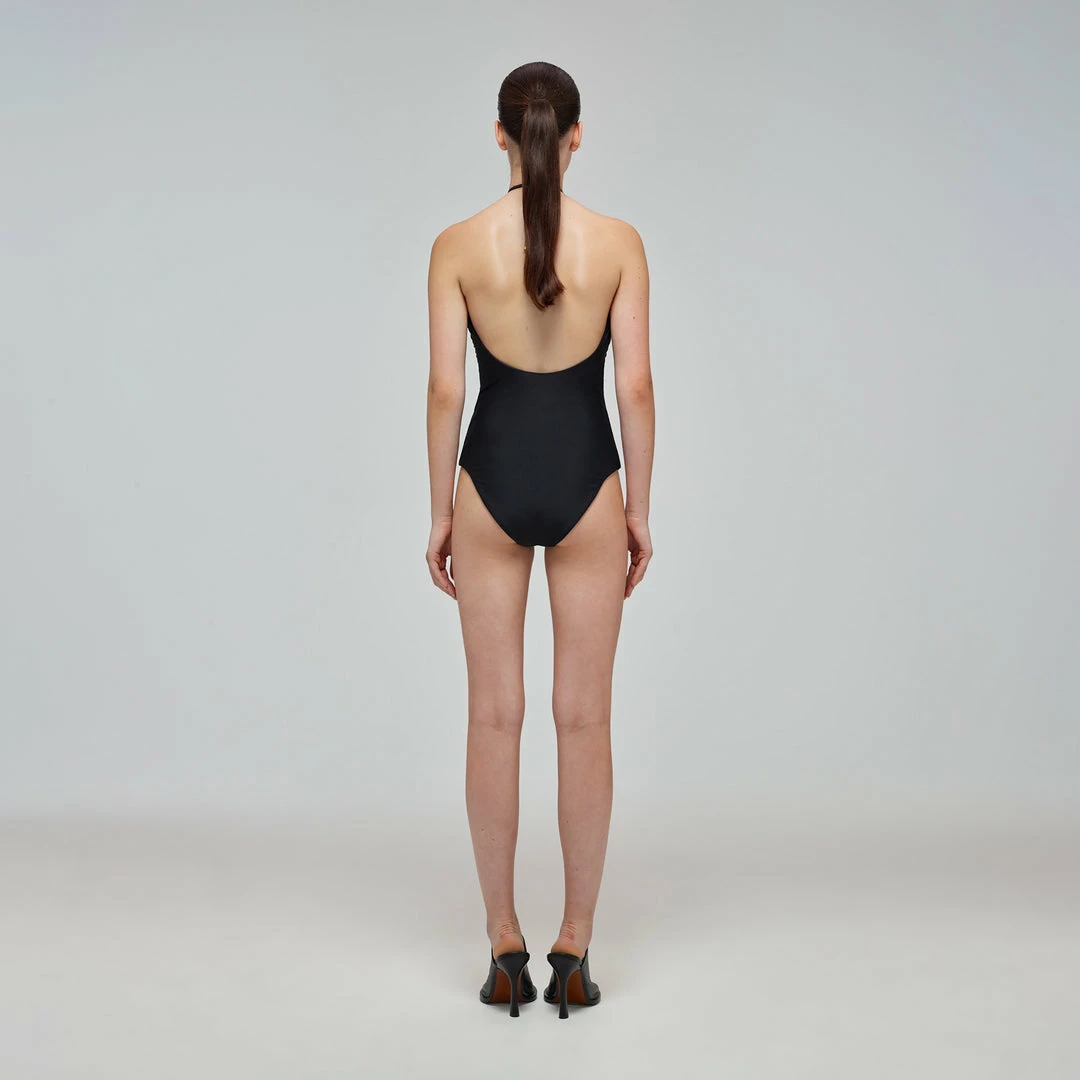 Self-portrait Black Cut Out Halter Neck Swimsuit