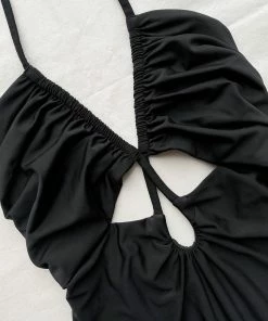 Self-portrait Black Cut Out Halter Neck Swimsuit
