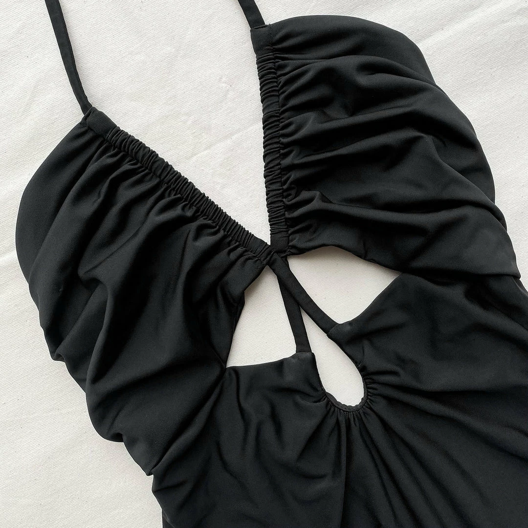 Self-portrait Black Cut Out Halter Neck Swimsuit