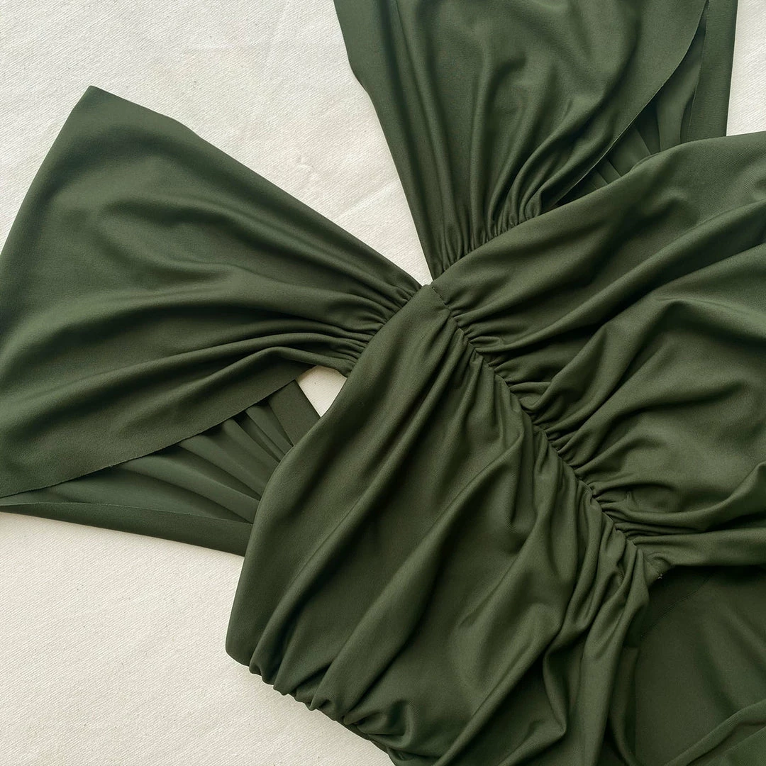 Self-portrait Khaki Cut Out Swimsuit