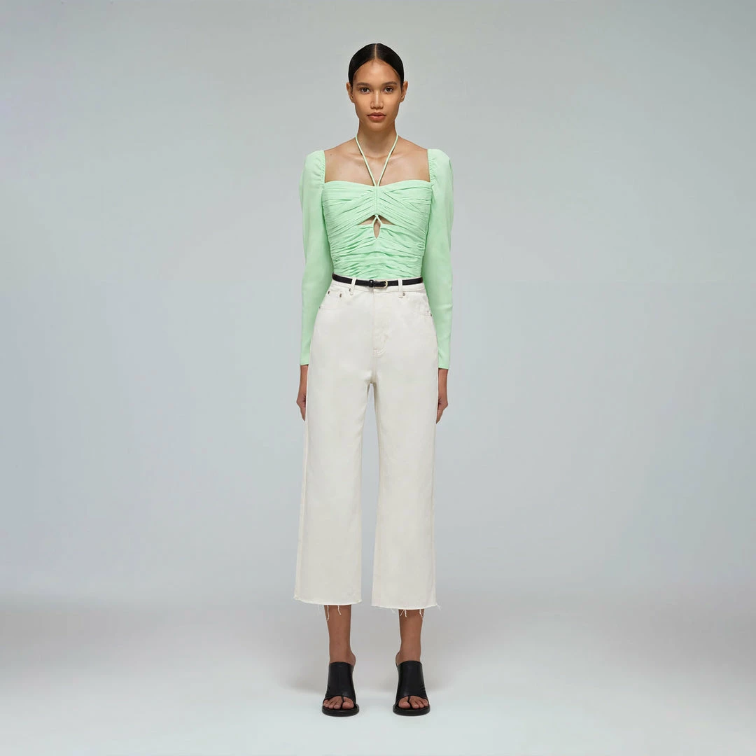 Self-portrait Natural Denim Straight Leg Jeans 23" READY TO WEAR