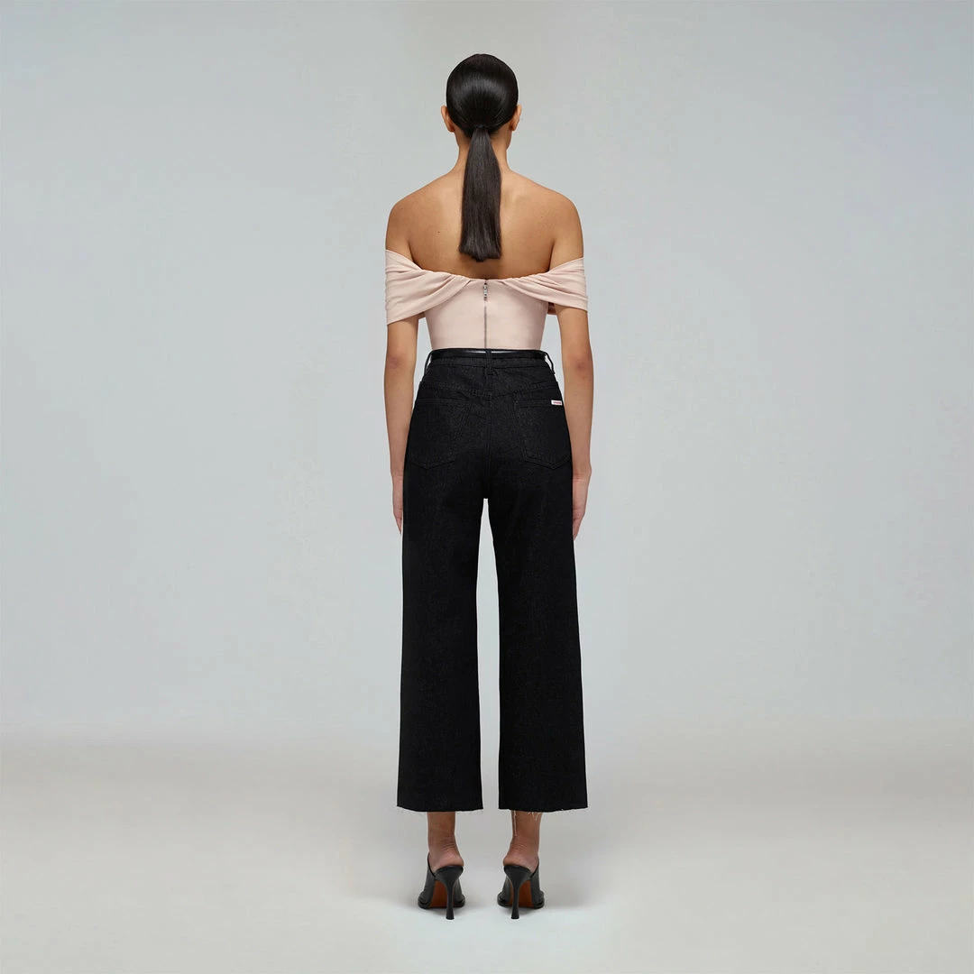 Self-portrait READY TO WEAR Black Denim Straight Leg Jeans 25"